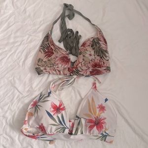 2 Floral style bikini tops for women. Good condition.